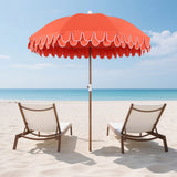 Terra 6.5 ft. Classic MidCentury Scalloped Fringe Market Beach Umbrella