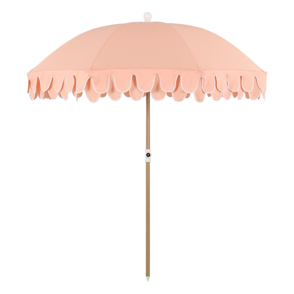 Terra 6.5 ft. Classic MidCentury Scalloped Fringe Market Beach Umbrella