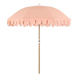 Terra 6.5 ft. Classic MidCentury Scalloped Fringe Market Beach Umbrella