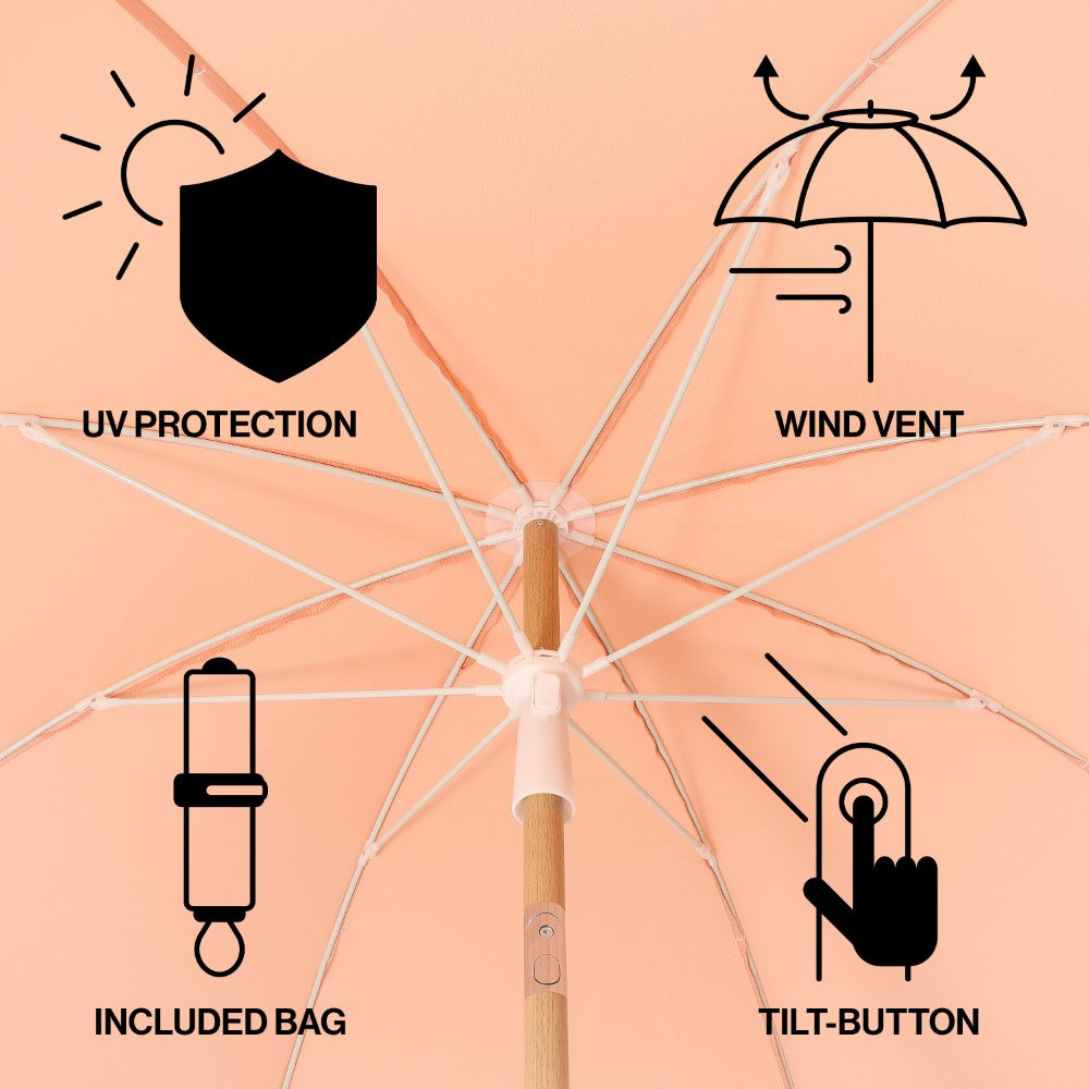 Terra 6.5 ft. Classic MidCentury Scalloped Fringe Market Beach Umbrella
