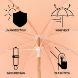 Terra 6.5 ft. Classic MidCentury Scalloped Fringe Market Beach Umbrella