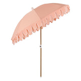 Terra 6.5 ft. Classic MidCentury Scalloped Fringe Market Beach Umbrella