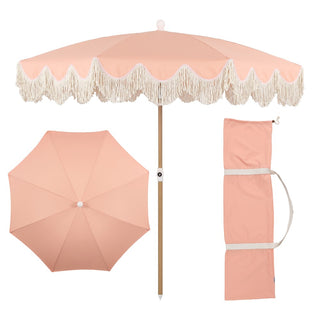 Orion 6.5 ft. Classic Cottage Fringe Tassel Market Beach Umbrella