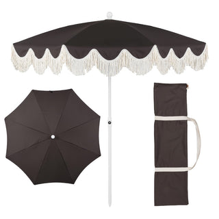 Orion 6.5 ft. Classic Cottage Fringe Tassel Market Beach Umbrella