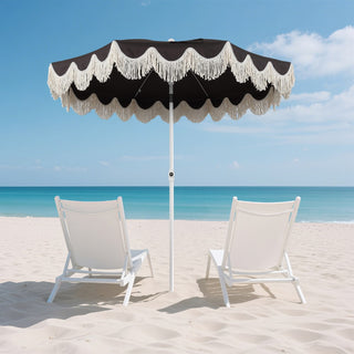 Orion 6.5 ft. Classic Cottage Fringe Tassel Market Beach Umbrella