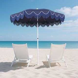 Orion 6.5 ft. Classic Cottage Fringe Tassel Market Beach Umbrella