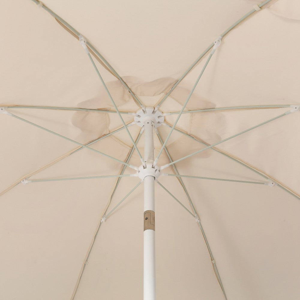 Aspen 8 ft. Classic Bohemian Scalloped Market Patio Umbrella with Auto-Tilt Crank Wind Vent and UV Protection