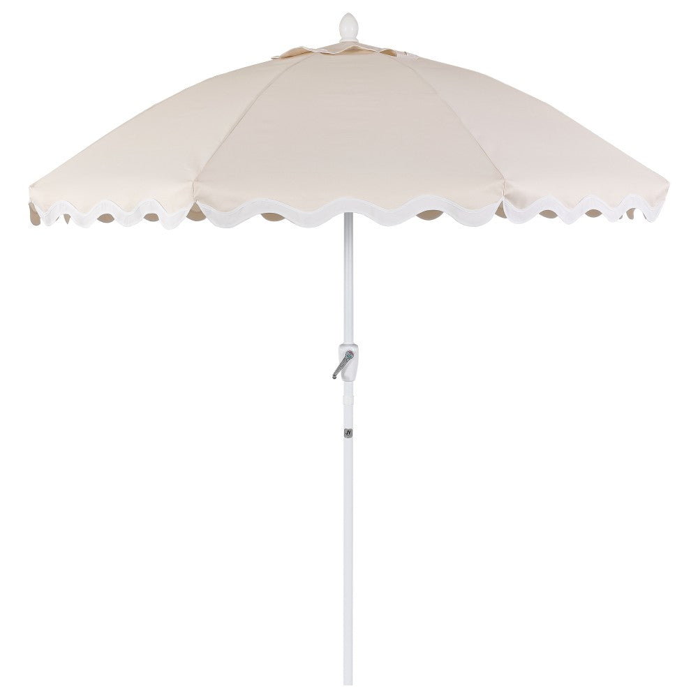 Aspen 8 ft. Classic Bohemian Scalloped Market Patio Umbrella with Auto-Tilt Crank Wind Vent and UV Protection