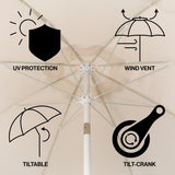Aspen 8 ft. Classic Bohemian Scalloped Market Patio Umbrella with Auto-Tilt Crank Wind Vent and UV Protection