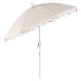 Aspen 8 ft. Classic Bohemian Scalloped Market Patio Umbrella with Auto-Tilt Crank Wind Vent and UV Protection