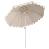 Aspen 8 ft. Classic Bohemian Scalloped Market Patio Umbrella with Auto-Tilt Crank Wind Vent and UV Protection