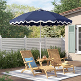 Aspen 8 ft. Classic Bohemian Scalloped Market Patio Umbrella with Auto-Tilt Crank Wind Vent and UV Protection