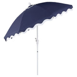 Aspen 8 ft. Classic Bohemian Scalloped Market Patio Umbrella with Auto-Tilt Crank Wind Vent and UV Protection