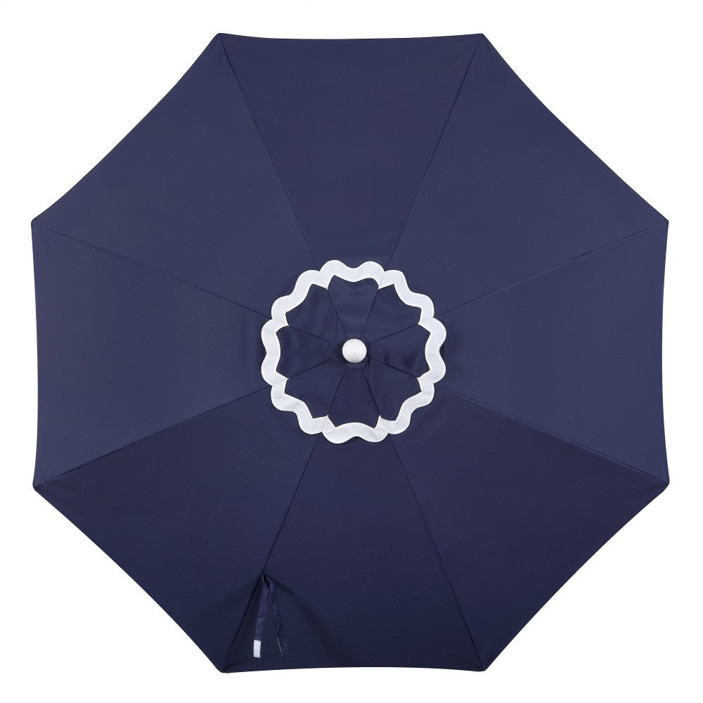 Aspen 8 ft. Classic Bohemian Scalloped Market Patio Umbrella with Auto-Tilt Crank Wind Vent and UV Protection
