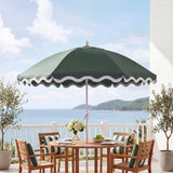 Aspen 8 ft. Classic Bohemian Scalloped Market Patio Umbrella with Auto-Tilt Crank Wind Vent and UV Protection