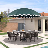 Aspen 8 ft. Classic Bohemian Scalloped Market Patio Umbrella with Auto-Tilt Crank Wind Vent and UV Protection