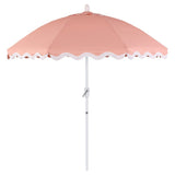 Aspen 8 ft. Classic Bohemian Scalloped Market Patio Umbrella with Auto-Tilt Crank Wind Vent and UV Protection