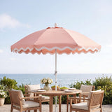 Aspen 8 ft. Classic Bohemian Scalloped Market Patio Umbrella with Auto-Tilt Crank Wind Vent and UV Protection