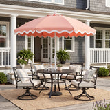 Aspen 8 ft. Classic Bohemian Scalloped Market Patio Umbrella with Auto-Tilt Crank Wind Vent and UV Protection
