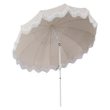 Recliner 8 ft. Classic Bohemian Fringe Pagoda Market Patio Umbrella with Auto-Tilt Crank Wind Vent and UV Protection