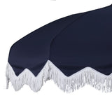Recliner 8 ft. Classic Bohemian Fringe Pagoda Market Patio Umbrella with Auto-Tilt Crank Wind Vent and UV Protection