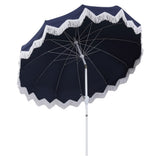 Recliner 8 ft. Classic Bohemian Fringe Pagoda Market Patio Umbrella with Auto-Tilt Crank Wind Vent and UV Protection