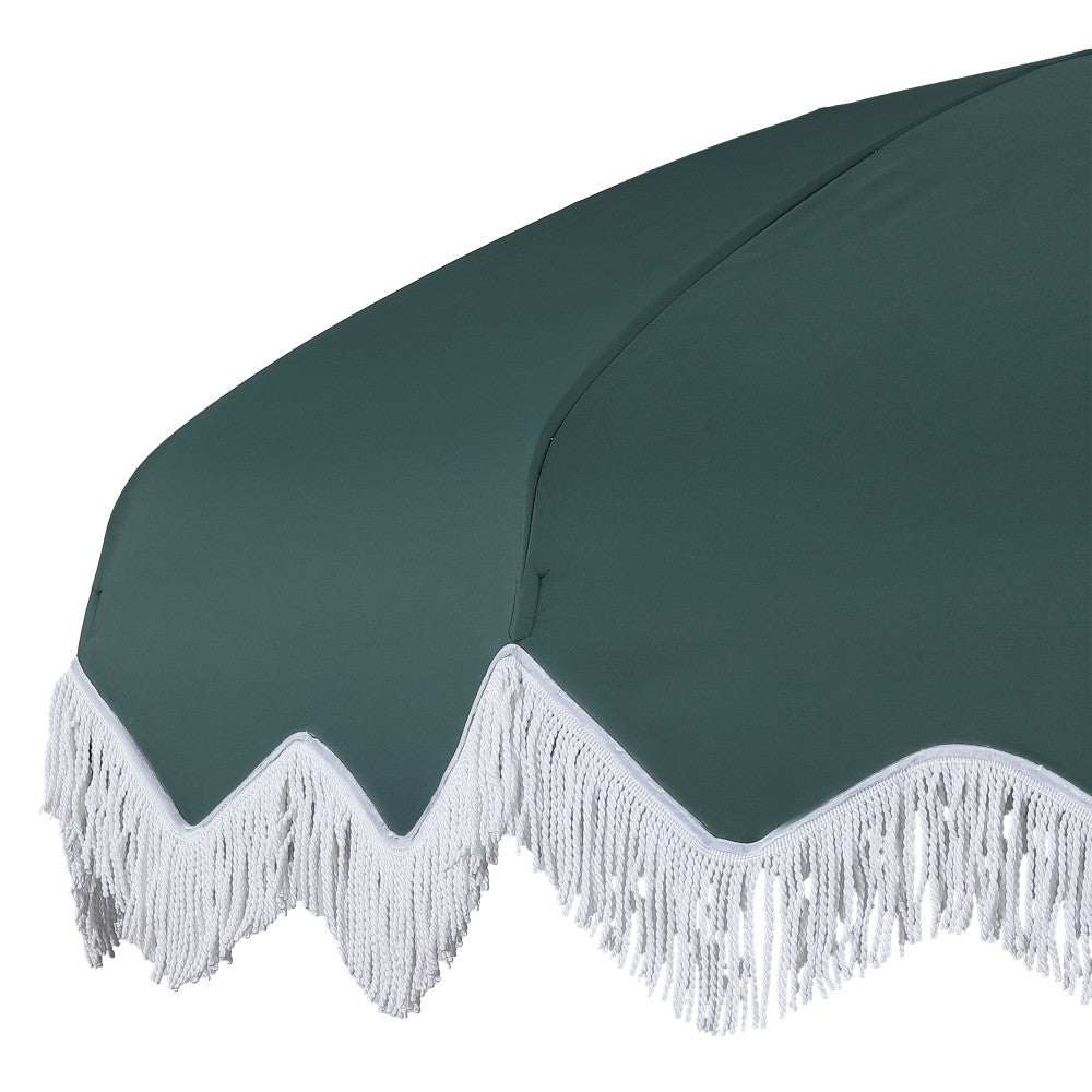 Recliner 8 ft. Classic Bohemian Fringe Pagoda Market Patio Umbrella with Auto-Tilt Crank Wind Vent and UV Protection