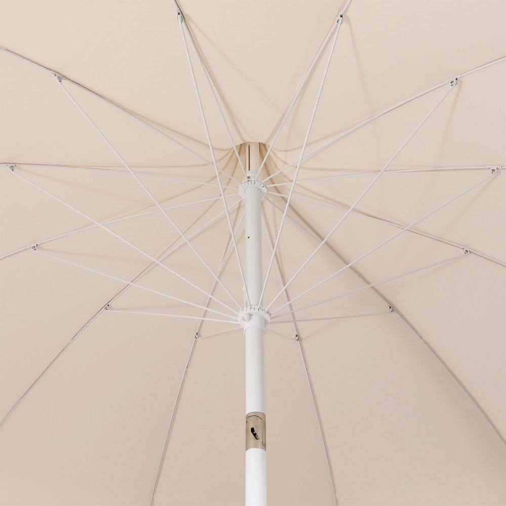 Maple 8 ft. Classic Coastal Scalloped Lotus Pagoda Market Patio Umbrella with Auto-Tilt Crank Wind Vent and UV Protection