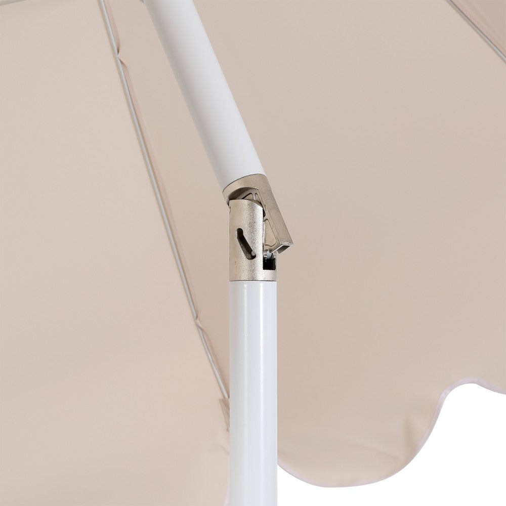 Maple 8 ft. Classic Coastal Scalloped Lotus Pagoda Market Patio Umbrella with Auto-Tilt Crank Wind Vent and UV Protection