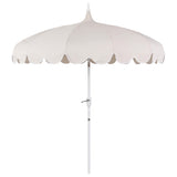Maple 8 ft. Classic Coastal Scalloped Lotus Pagoda Market Patio Umbrella with Auto-Tilt Crank Wind Vent and UV Protection