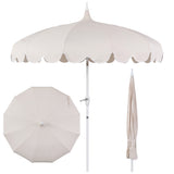 Maple 8 ft. Classic Coastal Scalloped Lotus Pagoda Market Patio Umbrella with Auto-Tilt Crank Wind Vent and UV Protection