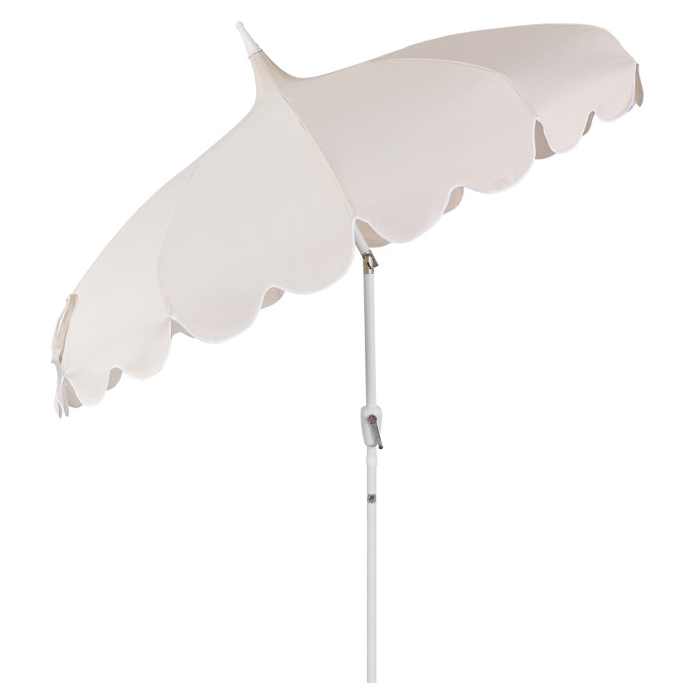 Maple 8 ft. Classic Coastal Scalloped Lotus Pagoda Market Patio Umbrella with Auto-Tilt Crank Wind Vent and UV Protection