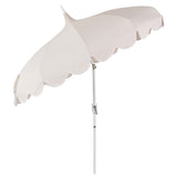 Maple 8 ft. Classic Coastal Scalloped Lotus Pagoda Market Patio Umbrella with Auto-Tilt Crank Wind Vent and UV Protection