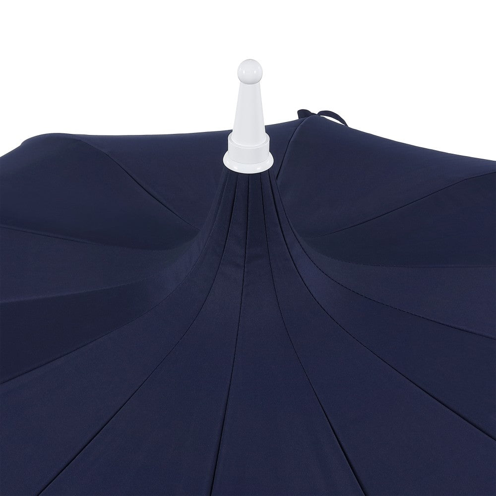 Maple 8 ft. Classic Coastal Scalloped Lotus Pagoda Market Patio Umbrella with Auto-Tilt Crank Wind Vent and UV Protection
