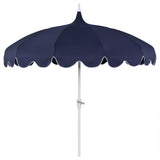 Maple 8 ft. Classic Coastal Scalloped Lotus Pagoda Market Patio Umbrella with Auto-Tilt Crank Wind Vent and UV Protection