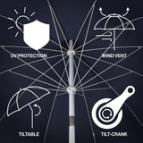 Maple 8 ft. Classic Coastal Scalloped Lotus Pagoda Market Patio Umbrella with Auto-Tilt Crank Wind Vent and UV Protection