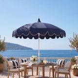 Maple 8 ft. Classic Coastal Scalloped Lotus Pagoda Market Patio Umbrella with Auto-Tilt Crank Wind Vent and UV Protection