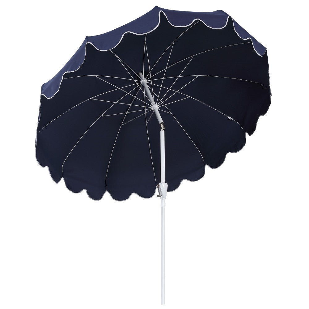 Maple 8 ft. Classic Coastal Scalloped Lotus Pagoda Market Patio Umbrella with Auto-Tilt Crank Wind Vent and UV Protection