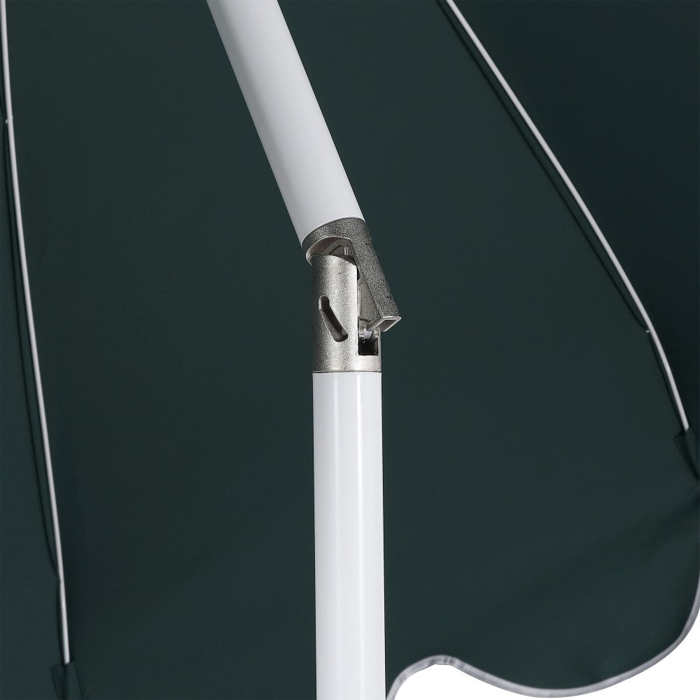 Maple 8 ft. Classic Coastal Scalloped Lotus Pagoda Market Patio Umbrella with Auto-Tilt Crank Wind Vent and UV Protection