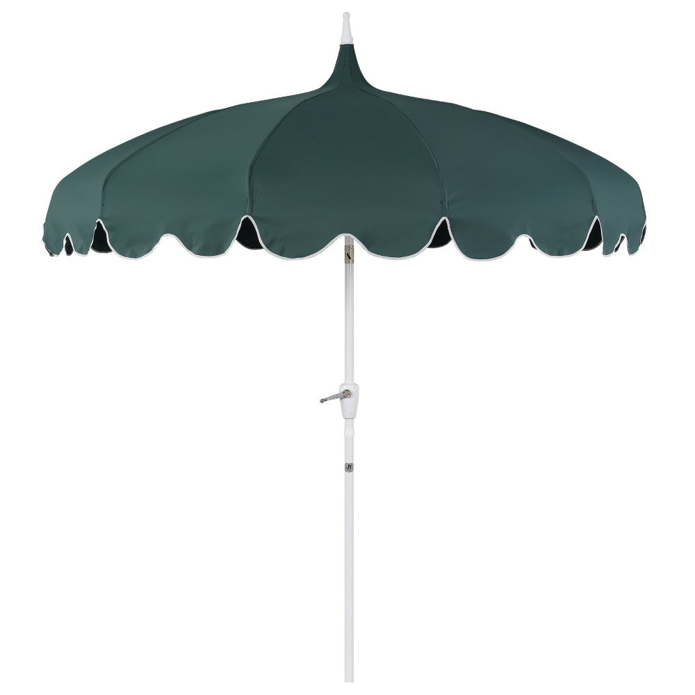 Maple 8 ft. Classic Coastal Scalloped Lotus Pagoda Market Patio Umbrella with Auto-Tilt Crank Wind Vent and UV Protection