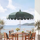 Maple 8 ft. Classic Coastal Scalloped Lotus Pagoda Market Patio Umbrella with Auto-Tilt Crank Wind Vent and UV Protection