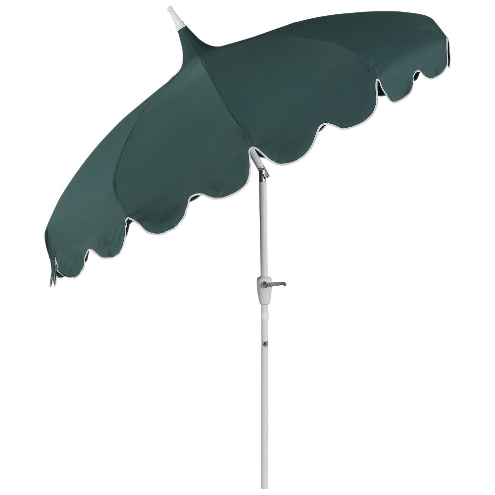 Maple 8 ft. Classic Coastal Scalloped Lotus Pagoda Market Patio Umbrella with Auto-Tilt Crank Wind Vent and UV Protection