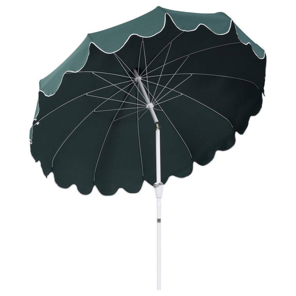 Maple 8 ft. Classic Coastal Scalloped Lotus Pagoda Market Patio Umbrella with Auto-Tilt Crank Wind Vent and UV Protection