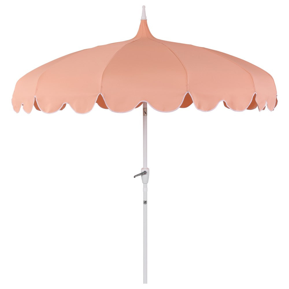 Maple 8 ft. Classic Coastal Scalloped Lotus Pagoda Market Patio Umbrella with Auto-Tilt Crank Wind Vent and UV Protection