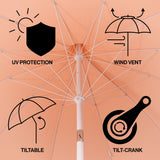Maple 8 ft. Classic Coastal Scalloped Lotus Pagoda Market Patio Umbrella with Auto-Tilt Crank Wind Vent and UV Protection
