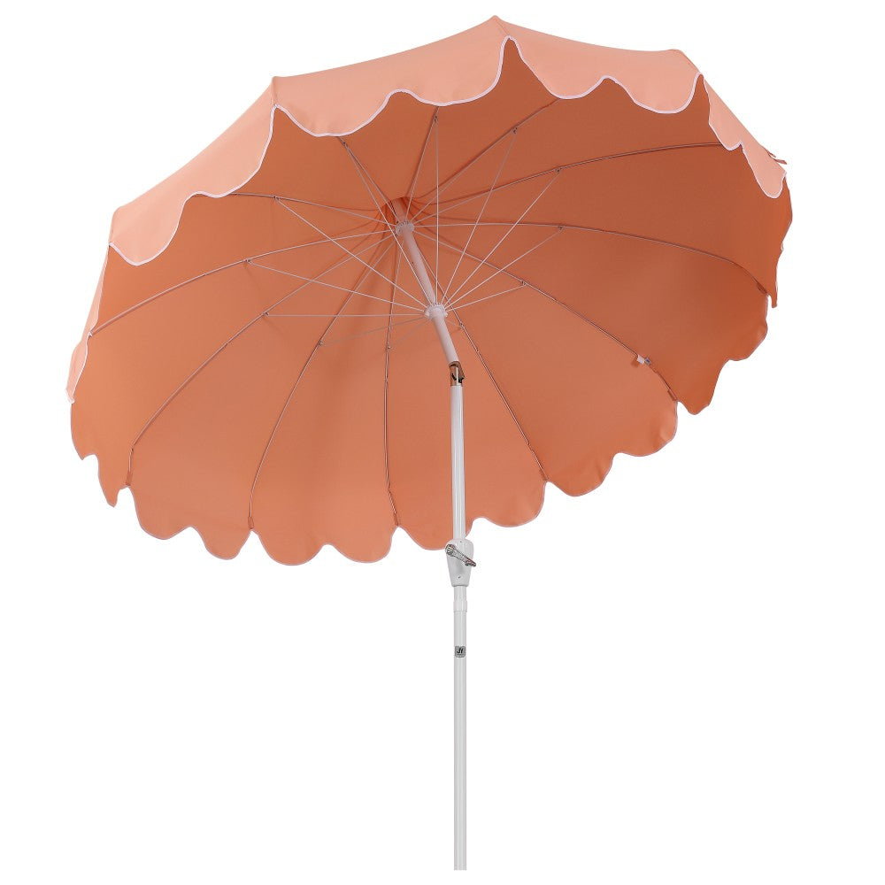 Maple 8 ft. Classic Coastal Scalloped Lotus Pagoda Market Patio Umbrella with Auto-Tilt Crank Wind Vent and UV Protection