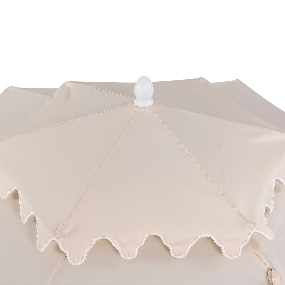 Mossbank 8.5 ft. Coastal Double-Tiered Castle Market Patio Umbrella with Auto-Tilt Crank Wind Vent and UV Protection
