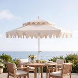 Mossbank 8.5 ft. Coastal Double-Tiered Castle Market Patio Umbrella with Auto-Tilt Crank Wind Vent and UV Protection