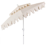 Mossbank 8.5 ft. Coastal Double-Tiered Castle Market Patio Umbrella with Auto-Tilt Crank Wind Vent and UV Protection