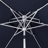 Mossbank 8.5 ft. Coastal Double-Tiered Castle Market Patio Umbrella with Auto-Tilt Crank Wind Vent and UV Protection